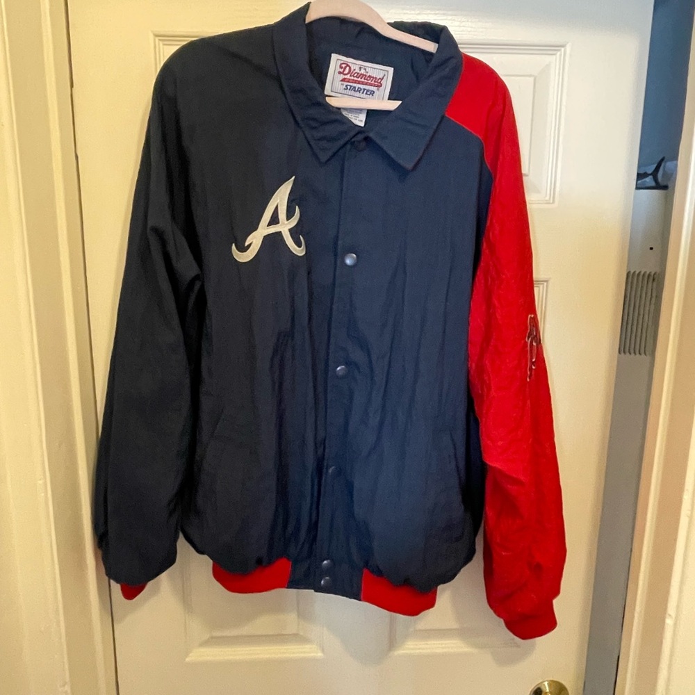 STARTER Atlanta Braves Navy and Red Braves Jacket